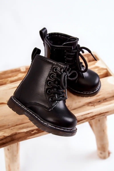 Black leather ankle boot